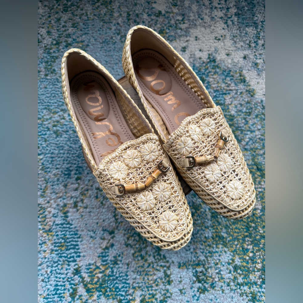 NWOT Sam Edelman Loraine rattan floral bamboo loafers, size 8M